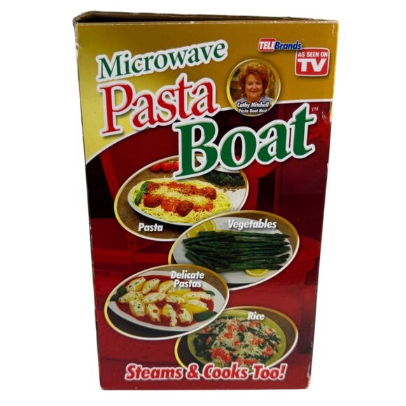As Seen On TV Microwave Pasta Boat Strainer Vegetable Steamer Lid Rack Cook Kitc - Picture 4 of 13
